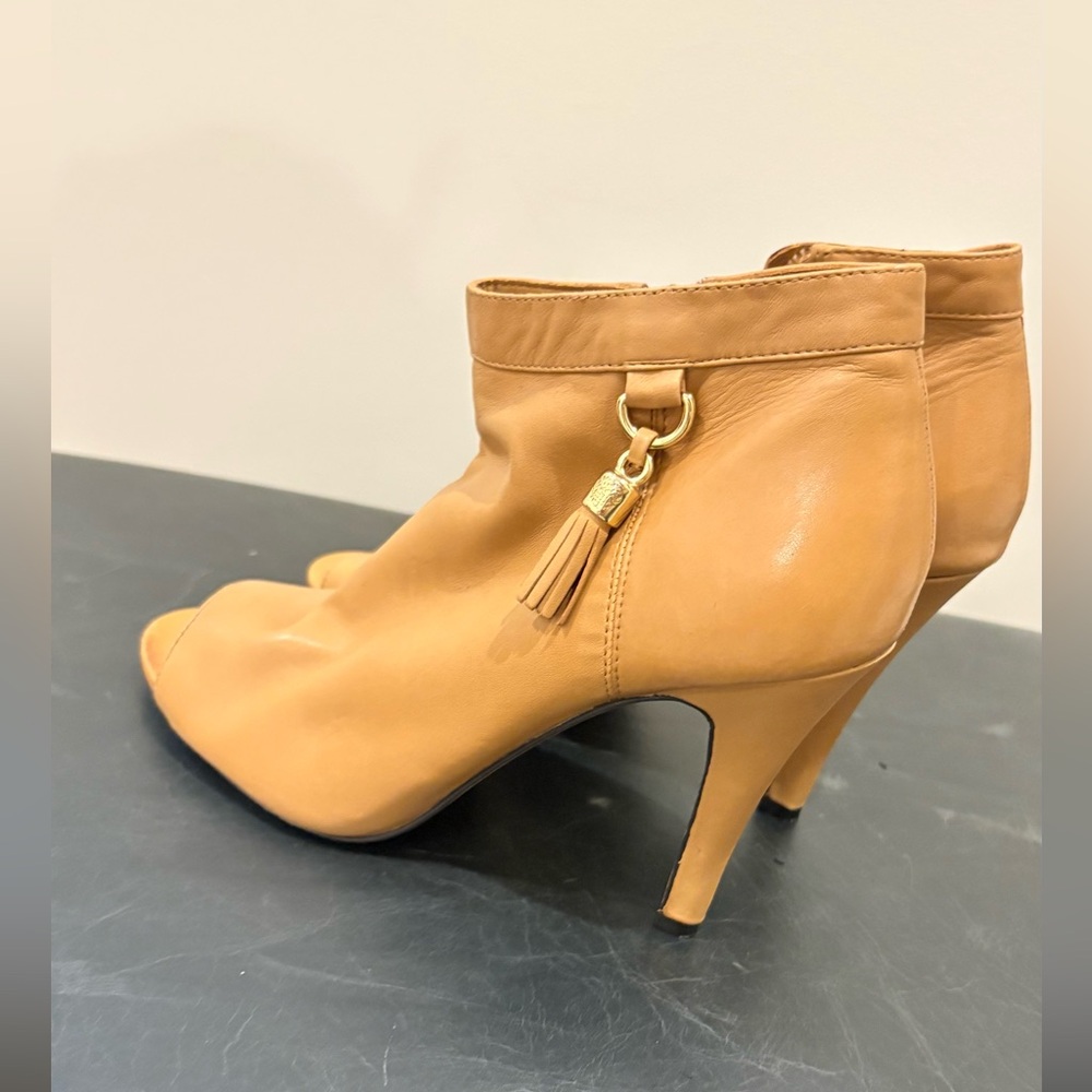 Vince Camuto Tan Heeled Boots with Gold Accent